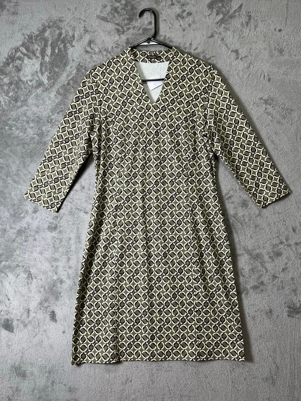 J.McLaughlin Ivana Dress Women’s M Olive Brown Geometric Print Shift Preppy New